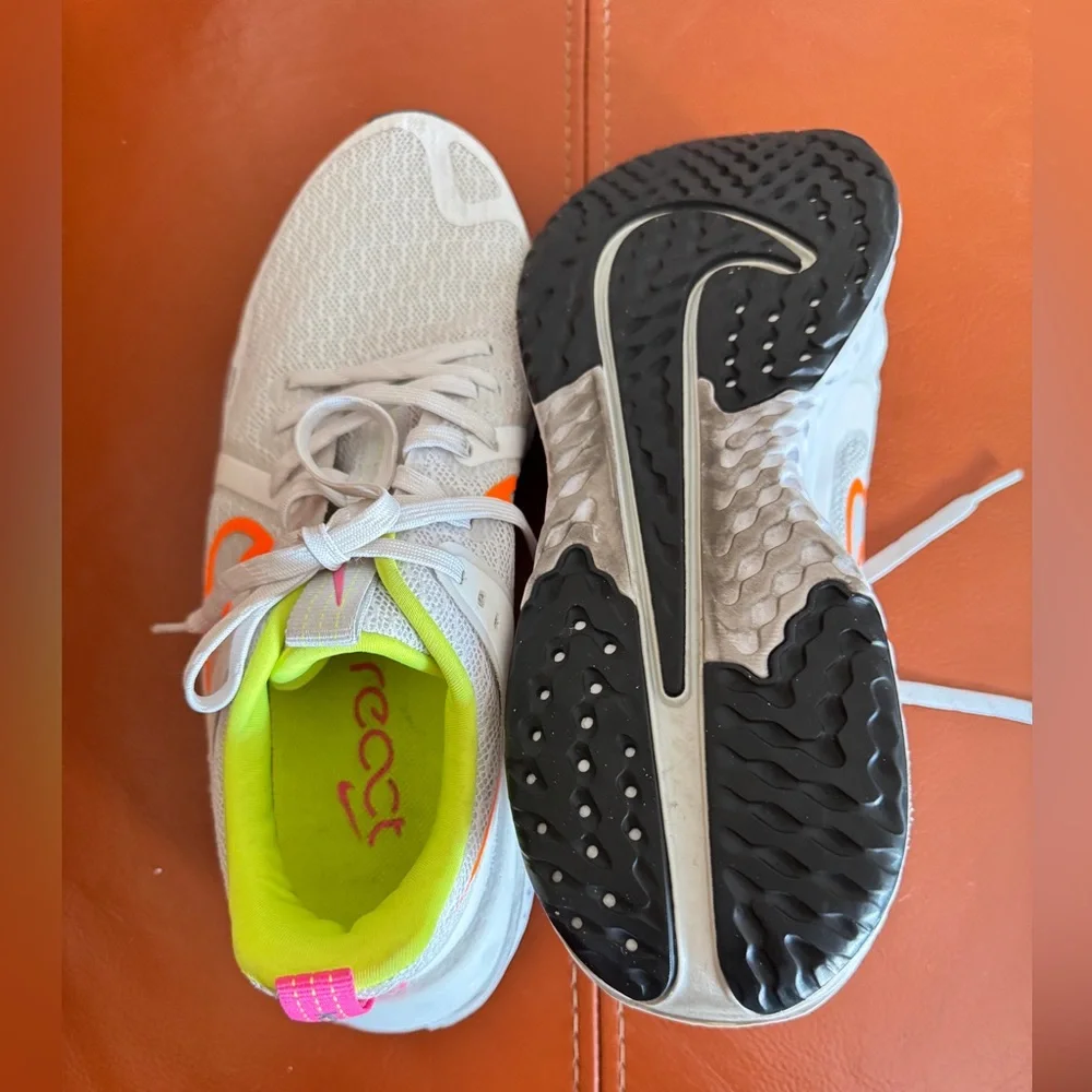 Nike White and Neon Orange Sneakers